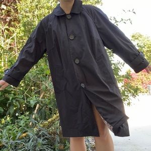 Black button down trench coat with a leopard lining